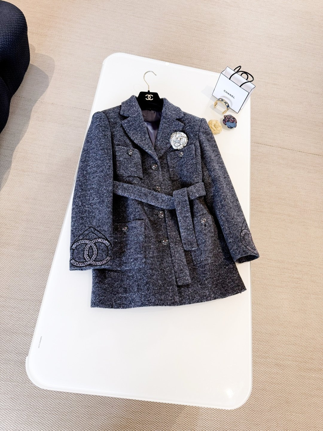 Chanel Woll Tweed Mantel – Bild 2