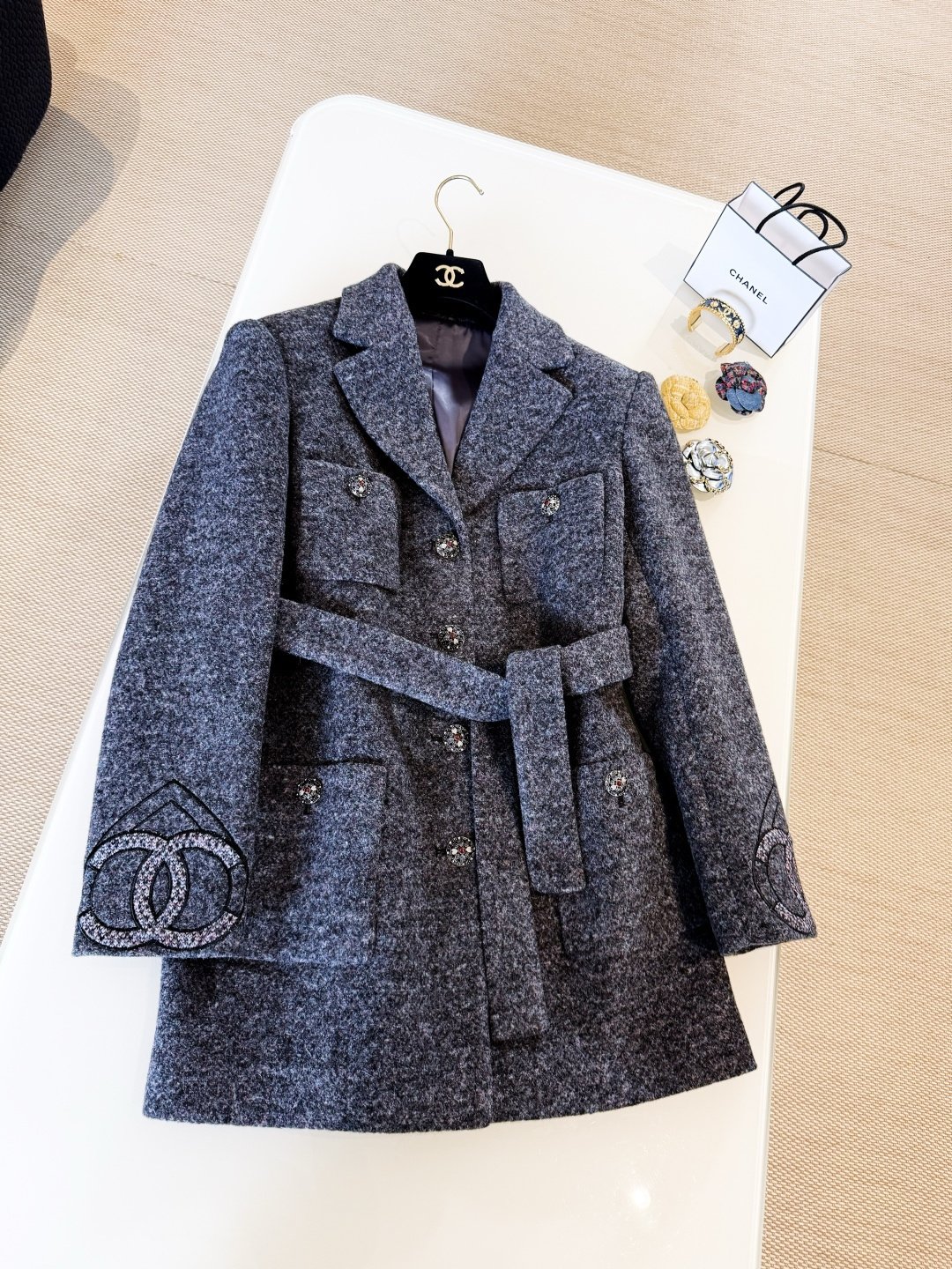 Chanel Woll Tweed Mantel – Bild 3
