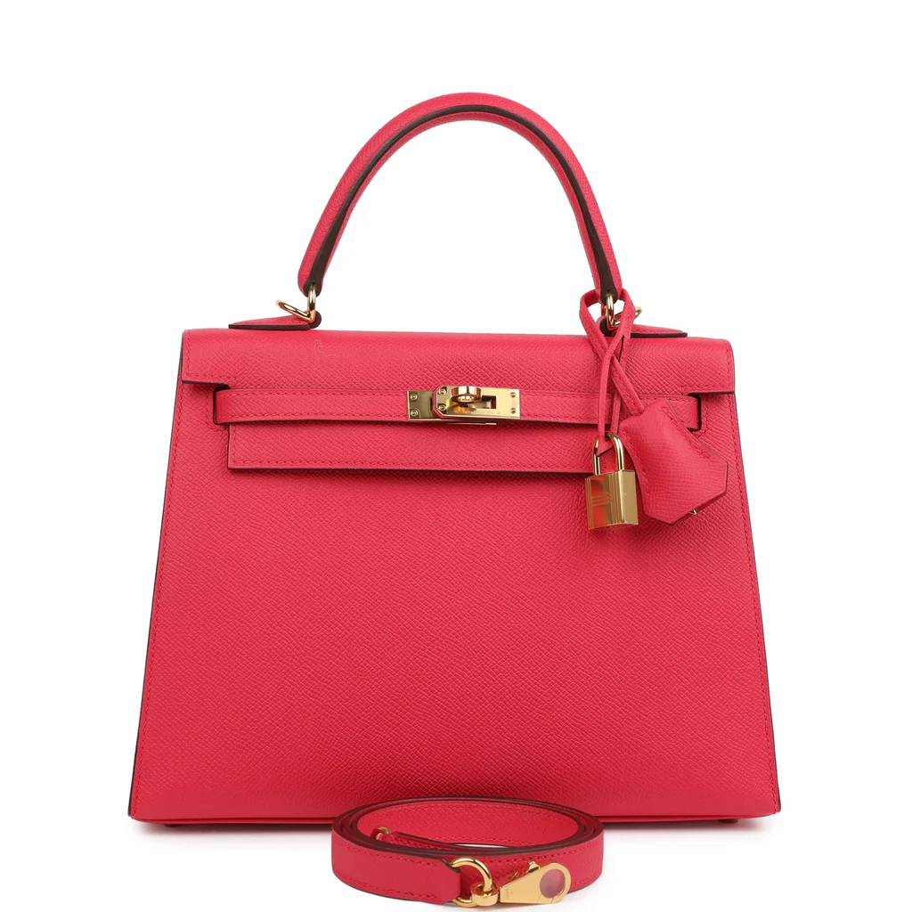 Hermès Kelly Sellier 25 Rose Extreme Epsom Gold Hardware