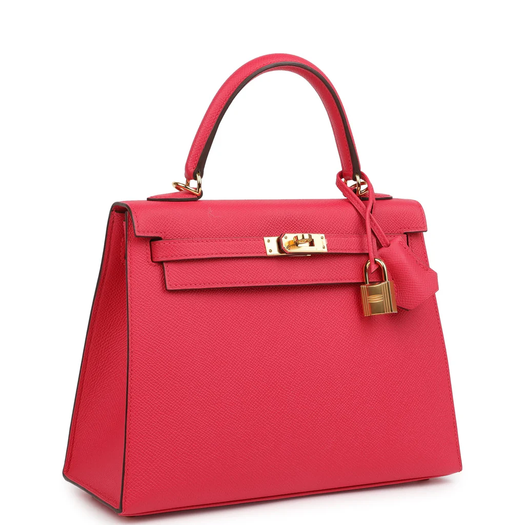 Hermès Kelly Sellier 25 Rose Extreme Epsom Gold Hardware – Bild 2