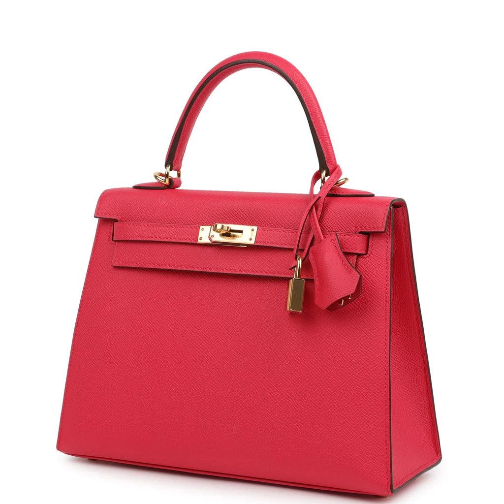 Hermès Kelly Sellier 25 Rose Extreme Epsom Gold Hardware – Bild 3