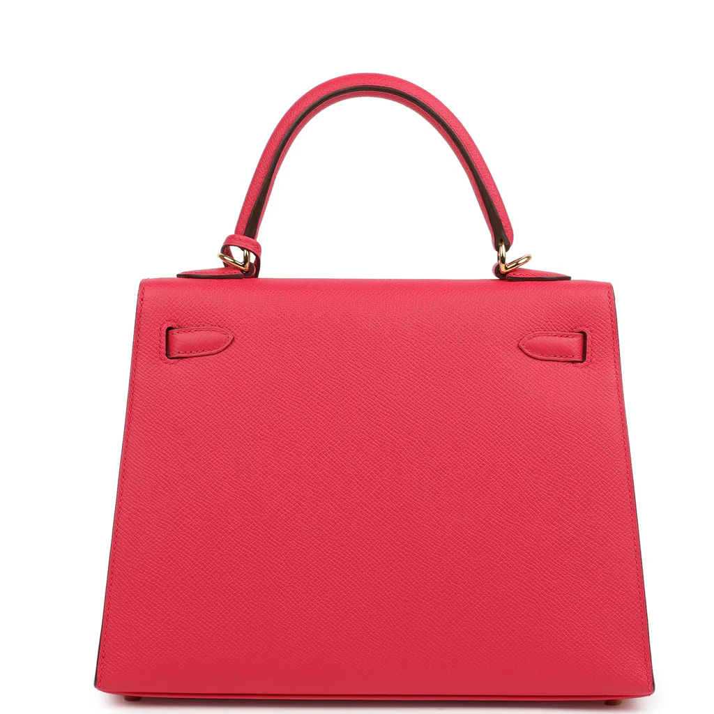 Hermès Kelly Sellier 25 Rose Extreme Epsom Gold Hardware – Bild 5