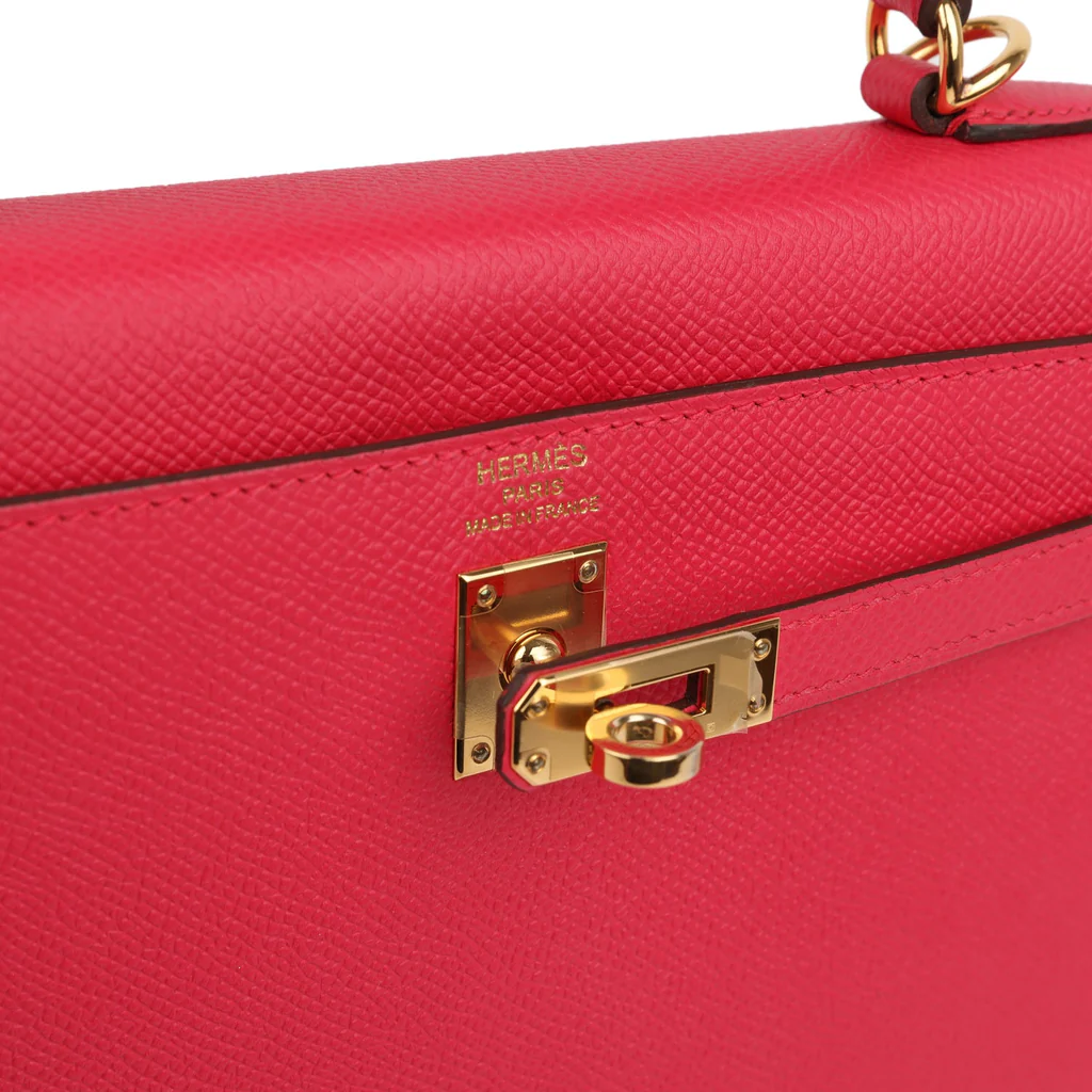 Hermès Kelly Sellier 25 Rose Extreme Epsom Gold Hardware – Bild 7