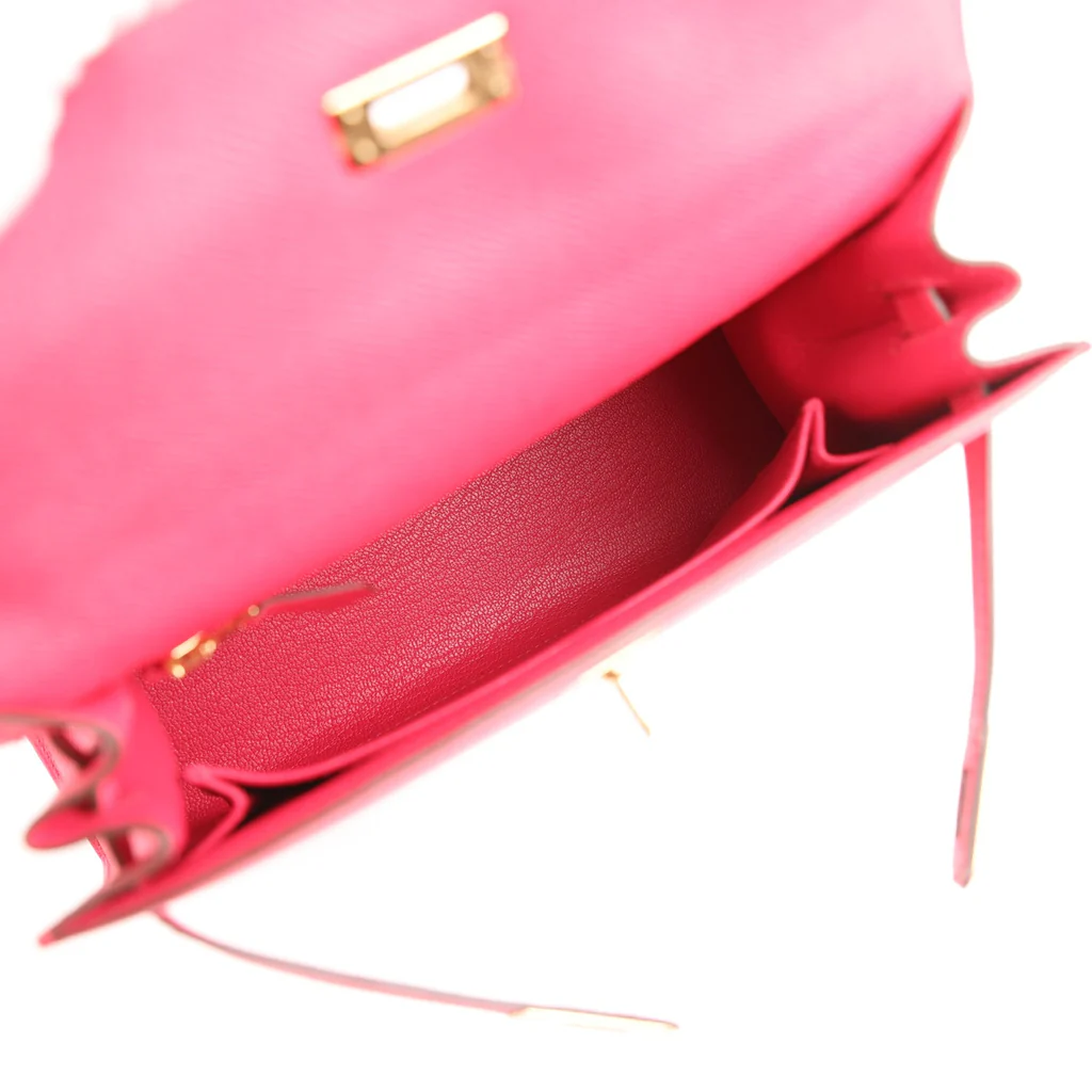Hermès Kelly Sellier 25 Rose Extreme Epsom Gold Hardware – Bild 8