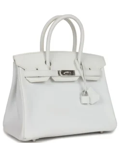 Alternative view of Pre-owned Hermès Birkin 30 White Epsom Palladium Hardware