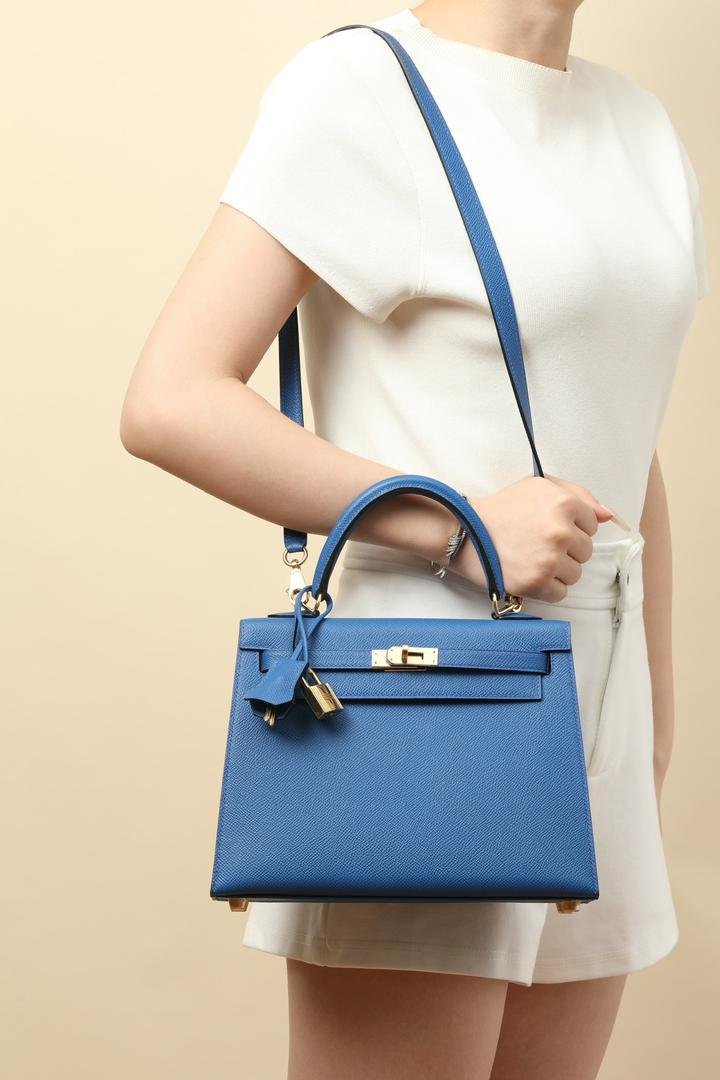 Hermès Bleu Agate Epsom Kelly 28 Sellier Gold Hardware – Bild 4