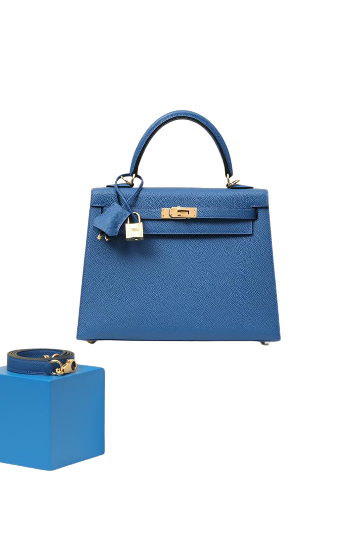 Hermès Bleu Agate Epsom Kelly 28 Sellier Gold Hardware