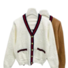 White V-neck knitted cardigan