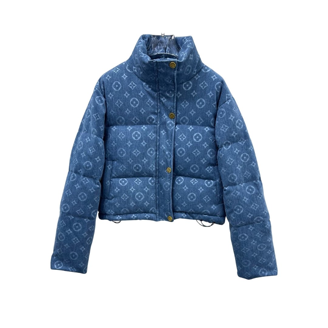Denim Puffer Jacket Blau