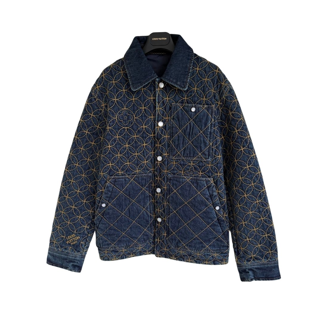 Embroidered Denim Blau
