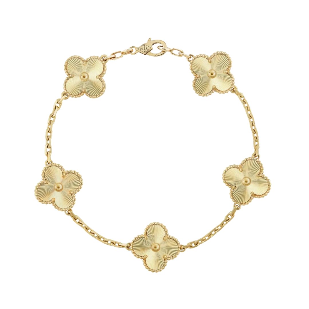 Alhambra Bracelet, 5 Motifs, Border of Golden Beads