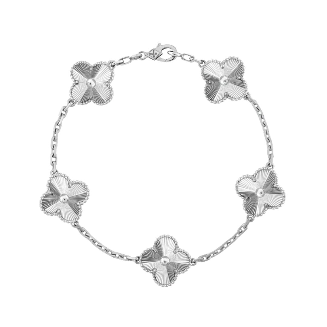 Alhambra Bracelet, 5 Motifs White Gold