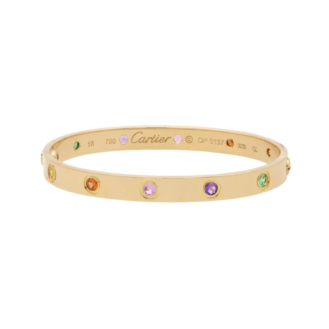 Multi Gem Love Bracelet in Yellow Gold