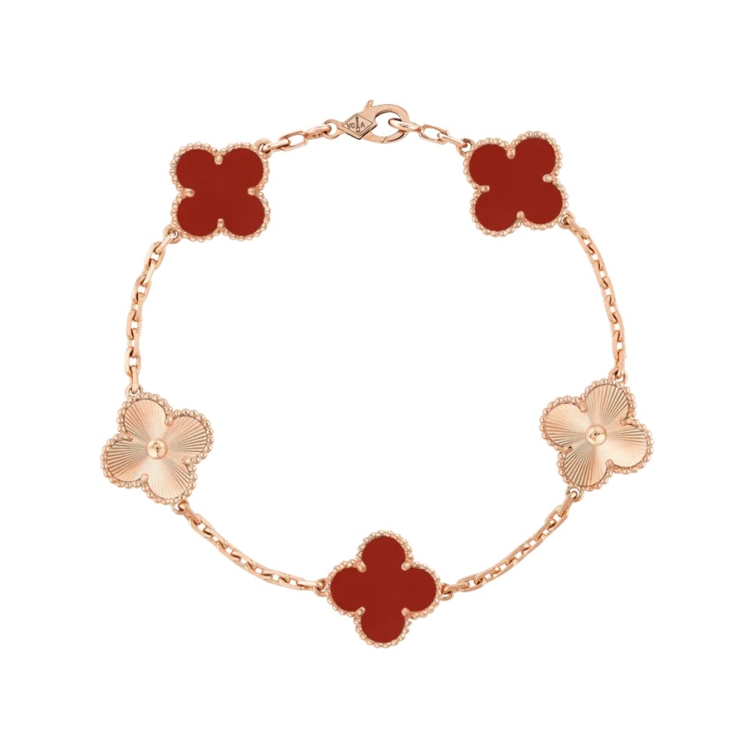 Alhambra Bracelet, 5 Motifs, Rose Gold
