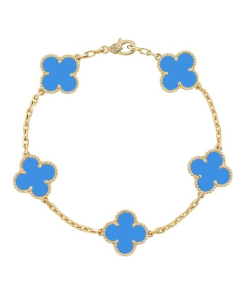Alhambra Bracelet, 5 Motifs, Blue Agate.