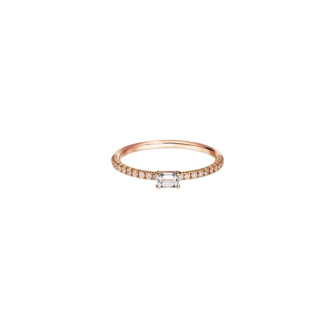 Spark Ring Rose Gold with an Emerald-Cut Diamond