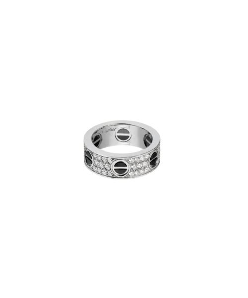 Love Ring, Diamond-Paved, Ceramic