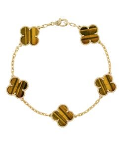 Bracelet, 5 Motifs, Yellow Gold, Tiger’s Eye