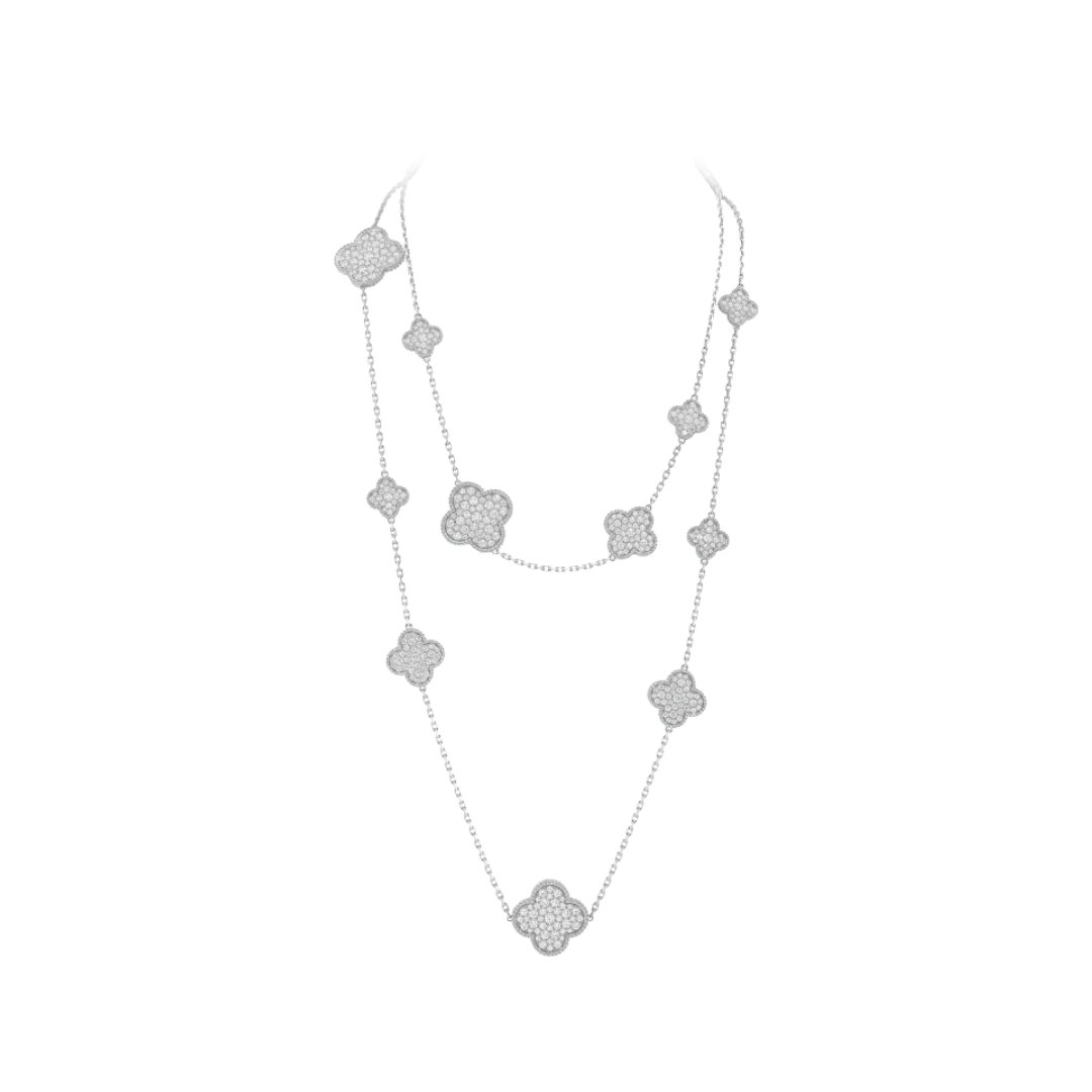 Alhambra long necklace, 16 motifs White Gold