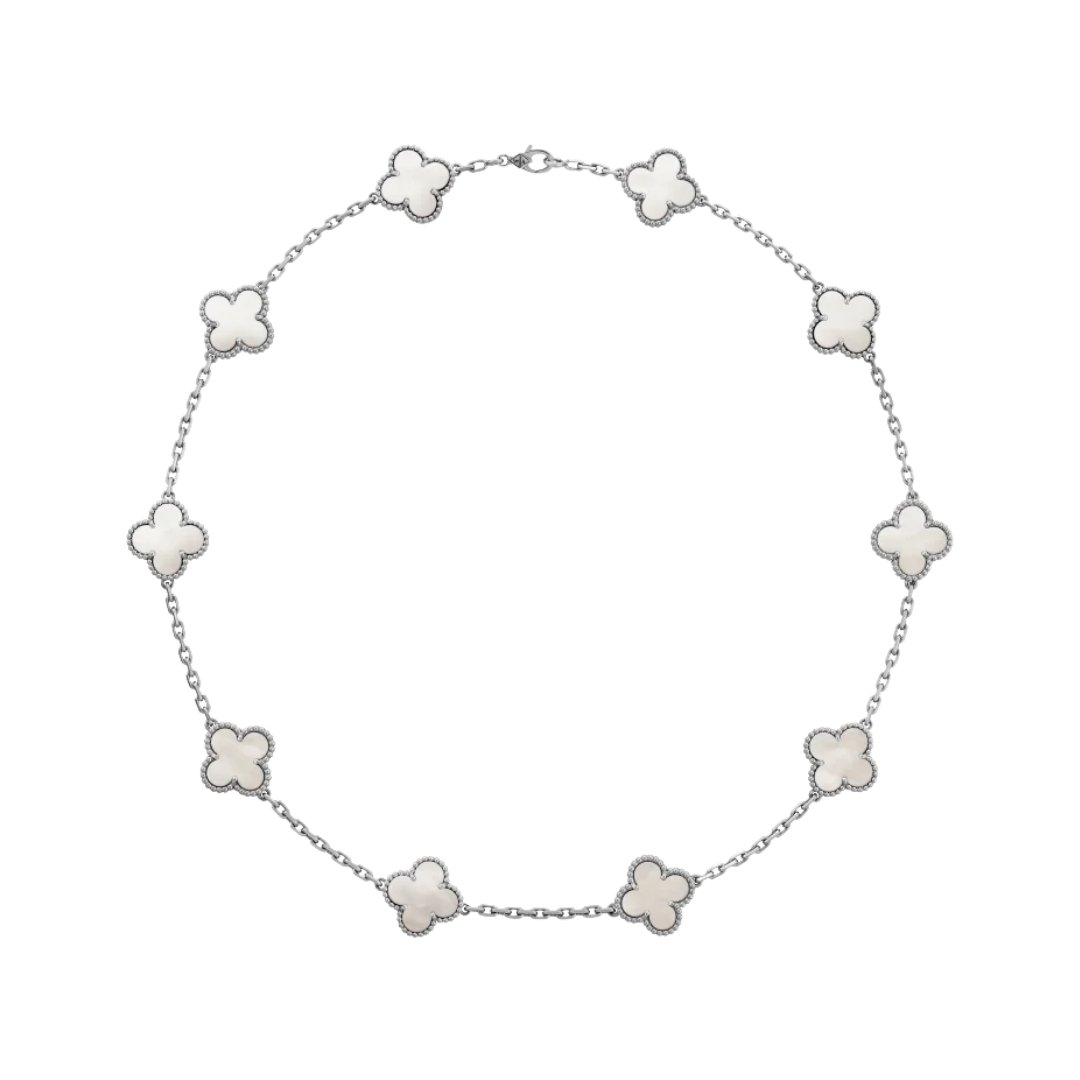 Alhambra Necklace, 10 Motifs White Gold