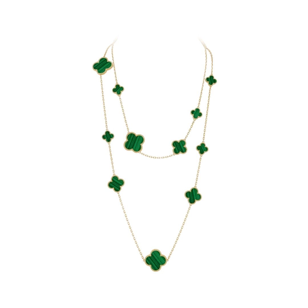Long Necklace, 16 Motifs Yellow Gold