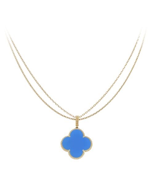 Long Necklace, 1 Motif Blue Agate