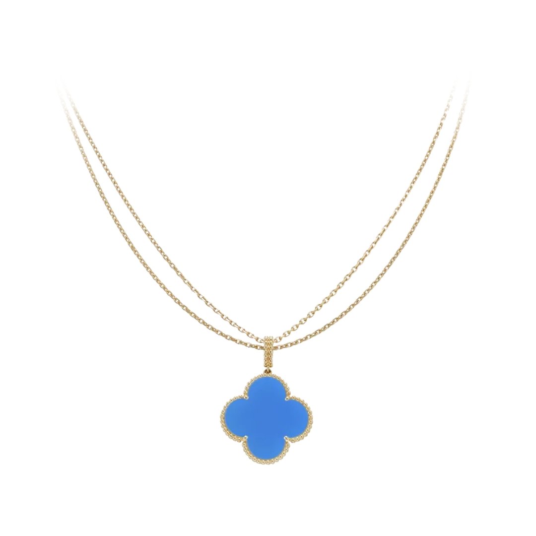 Long Necklace, 1 Motif Blue Agate