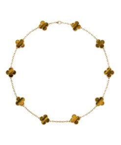 Necklace, 10 Motifs Yellow Gold, Tiger’s Eye