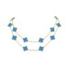 Long Necklace, 20 Motifs Yellow Gold, Blue Agate