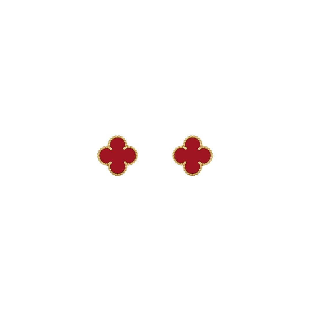 Alhambra Earrings Yellow Gold, Carnelian