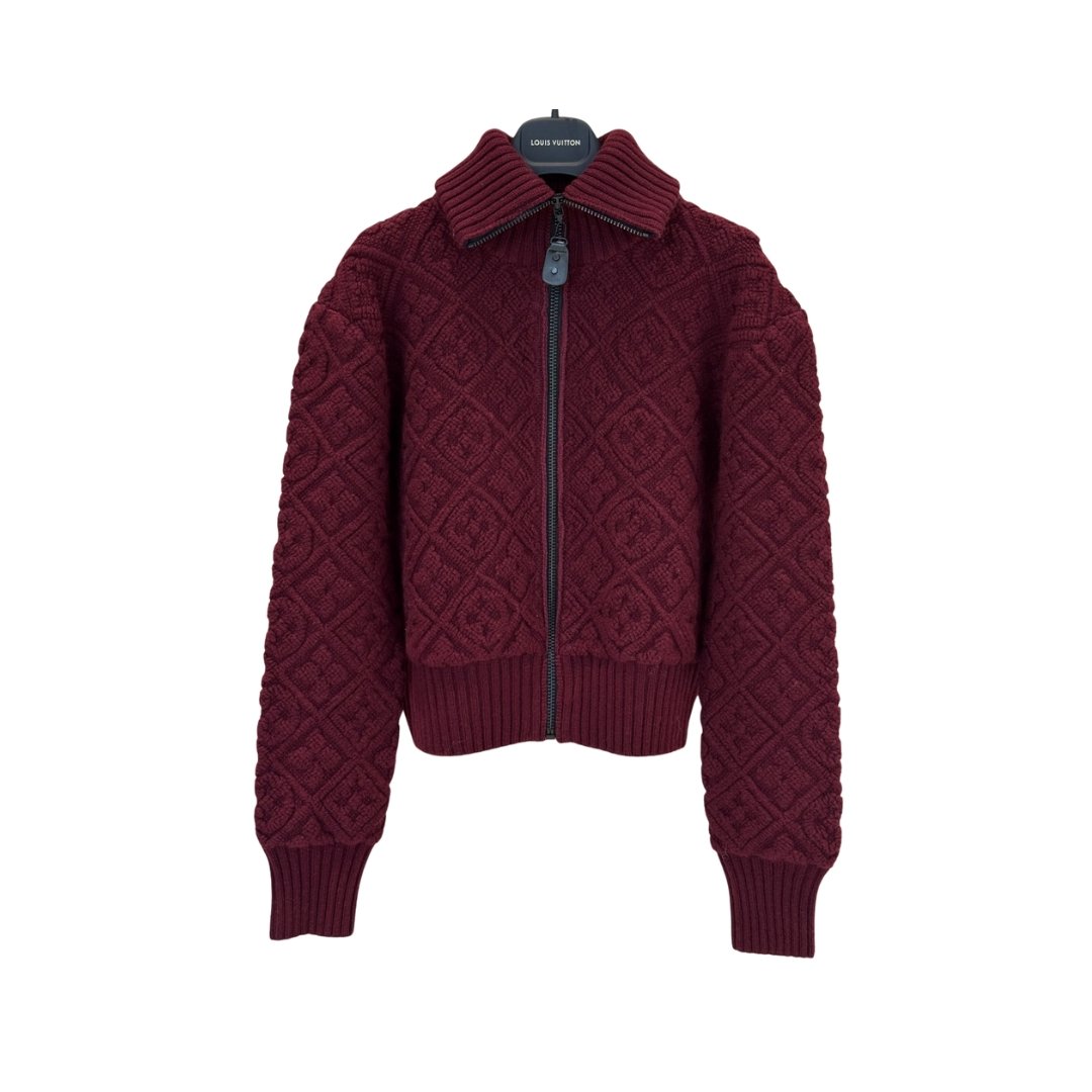 Textured Knit Cardigan Burgund