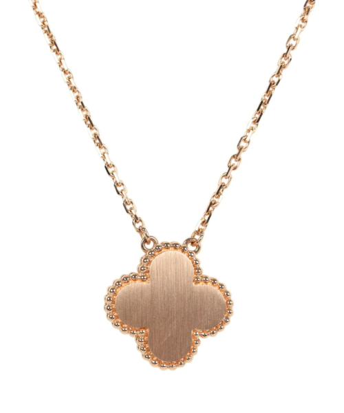 Van Cleef & Arpels 2016 Holiday Vintage Alhambra Pendant Necklace Onyx 18K Rose Gold Hardware & Diamonds – Bild 6