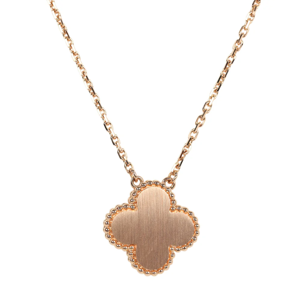 Van Cleef & Arpels 2016 Holiday Vintage Alhambra Pendant Necklace Onyx 18K Rose Gold Hardware & Diamonds – Bild 6