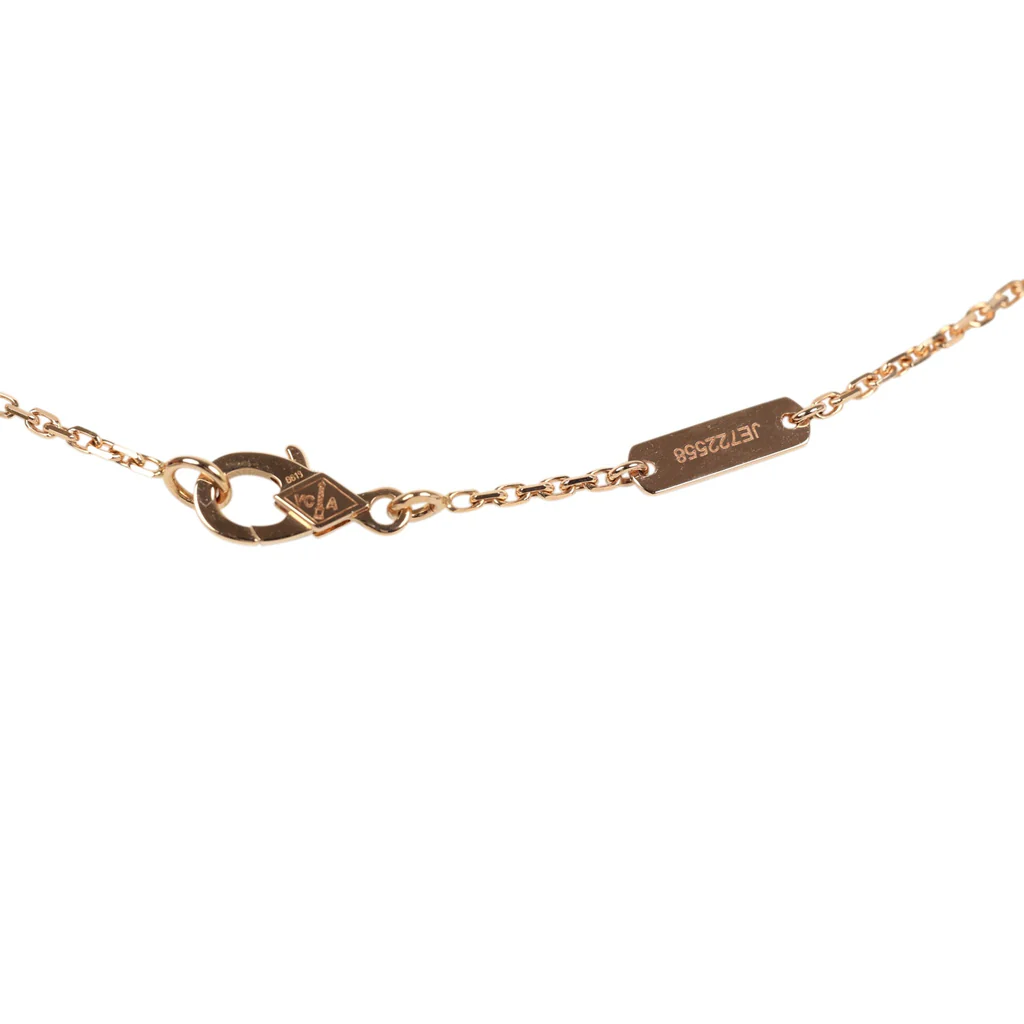 Van Cleef & Arpels 2016 Holiday Vintage Alhambra Pendant Necklace Onyx 18K Rose Gold Hardware & Diamonds – Bild 7
