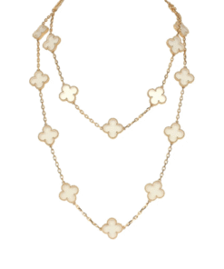 Van Cleef & Arpels Vintage Alhambra Clear Rock Candy Crystal 20 Motif Necklace 18K Yellow Gold