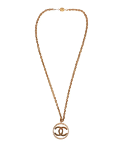 Vintage Chanel 24K Gold Plated Large Signature CC Logo Pendant Necklace