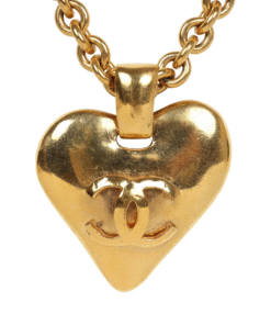 Alternative view of Vintage Chanel 24K Gold Plated Gold CC Heart Pendant Necklace