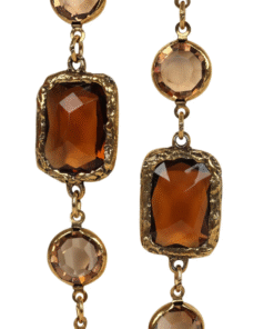 Alternative view of Vintage 1981 Chanel Chicklet Long Necklace Amber Brown Gripoix Gold Plated Hardware