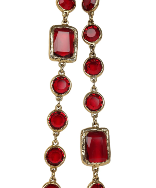 Alternative view of Vintage 1981 Chanel Chicklet Long Necklace Red Gripoix Gold Plated Hardware