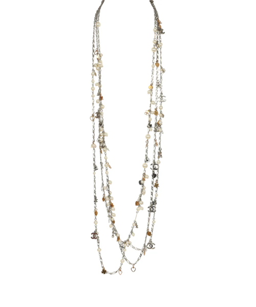 Pre-owned Chanel CC Clovers & Hearts Layered Necklace Mixed Metal Hardware