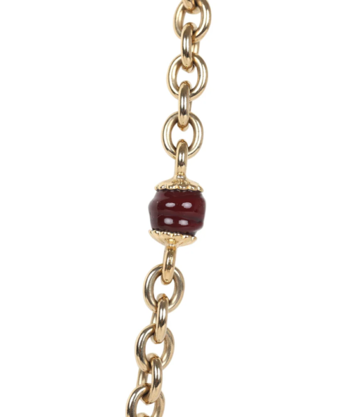 Alternative view of Chanel CC Gripoix Burgundy Beaded Necklace Gold Hardware