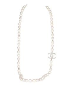 Alternative view of Chanel Gold CC Faux Large Pearl Crystal Necklace