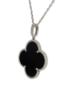 Alternative view of Pre-owned Van Cleef & Arpels Magic Alhambra Long Necklace 1 Motif Onyx 18K White Gold Hardware