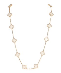 Pre-owned Van Cleef & Arpels Vintage Alhambra Clear Rock Candy Crystal 20 Motif Necklace 18K Yellow Gold