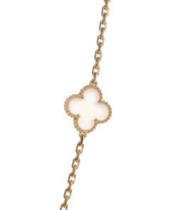 Alternative view of Pre-owned Van Cleef & Arpels Vintage Alhambra Clear Rock Candy Crystal 20 Motif Necklace 18K Yellow Gold