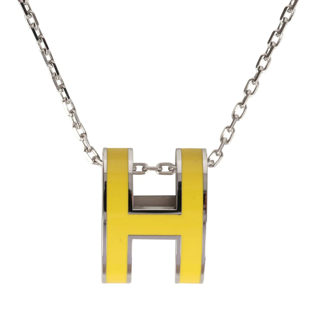 Hermès Pop H Pendant Necklace New Lime Enamel Lacquered Palladium Hardware – Bild 2