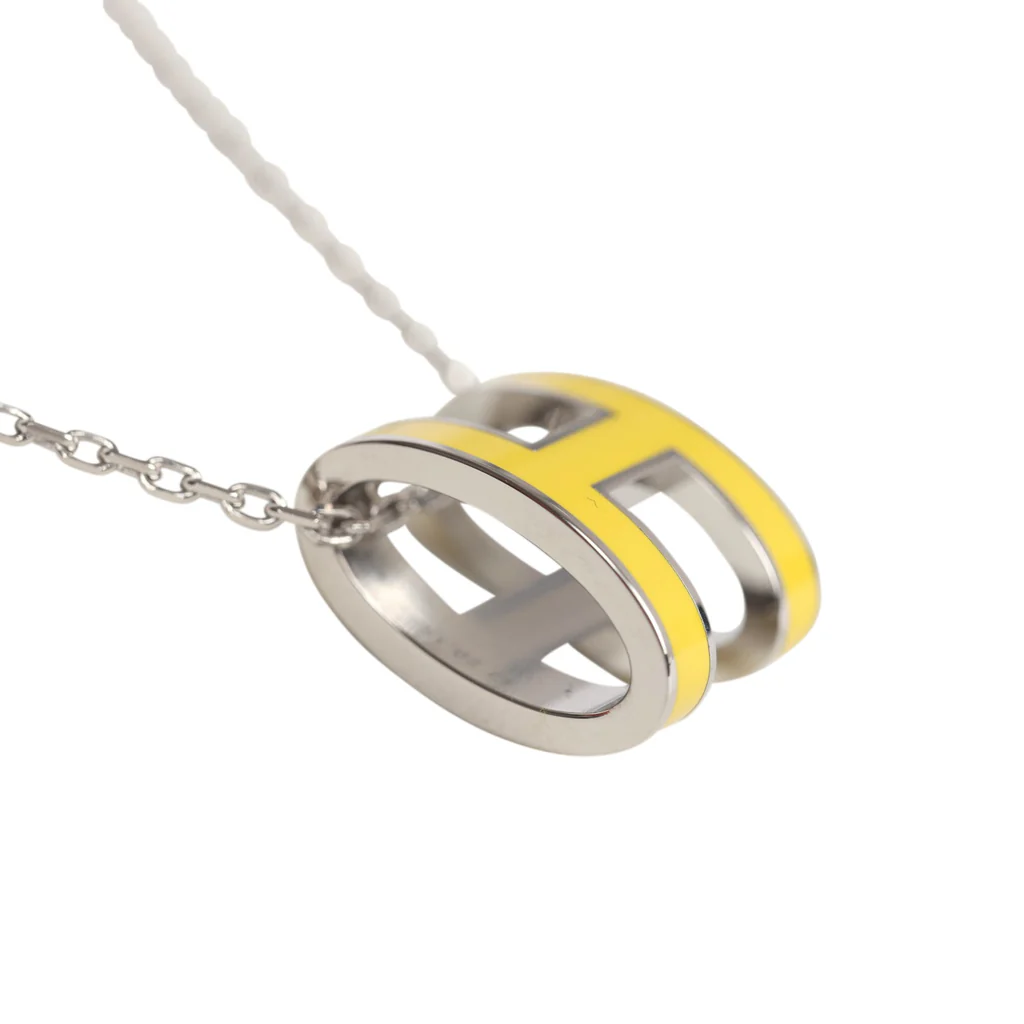 Hermès Pop H Pendant Necklace New Lime Enamel Lacquered Palladium Hardware – Bild 3