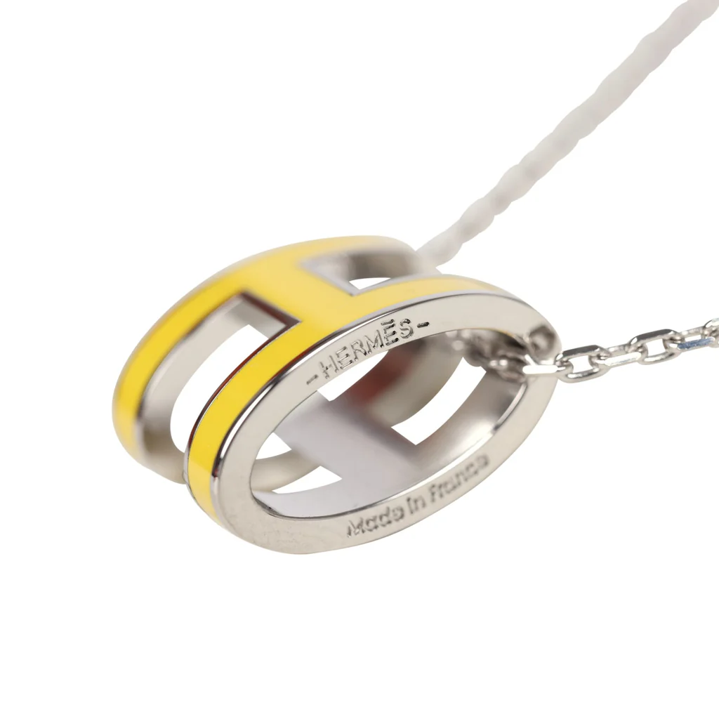 Hermès Pop H Pendant Necklace New Lime Enamel Lacquered Palladium Hardware – Bild 4