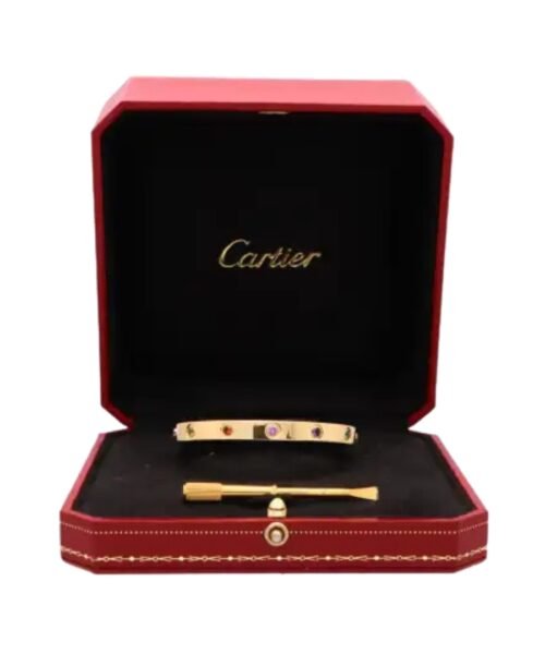 Alternative view of Multi Gem Love Bracelet in Yellow Gold