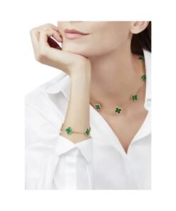 Alternative view of Necklace, 10 Motifs Yellow Gold, Malachite